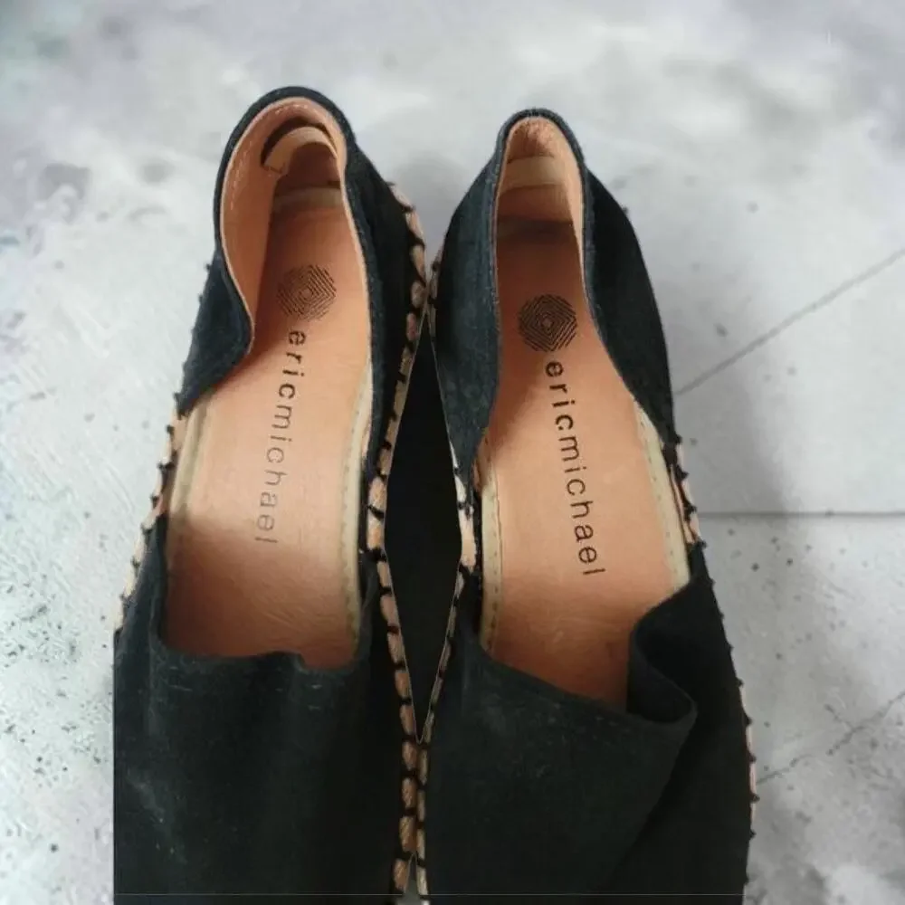 Eric Michael Olivia Espadrille Flats Women's Size 5 Black Suede
